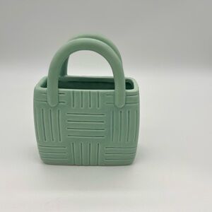 Decorative Purse Green Glass Vase 6/8/3 Inches